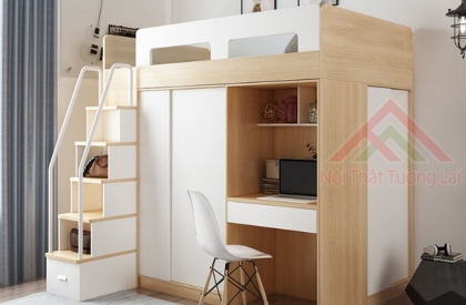 Giường tầng đơn kết hợp bàn học & tủ quần áo GT6832