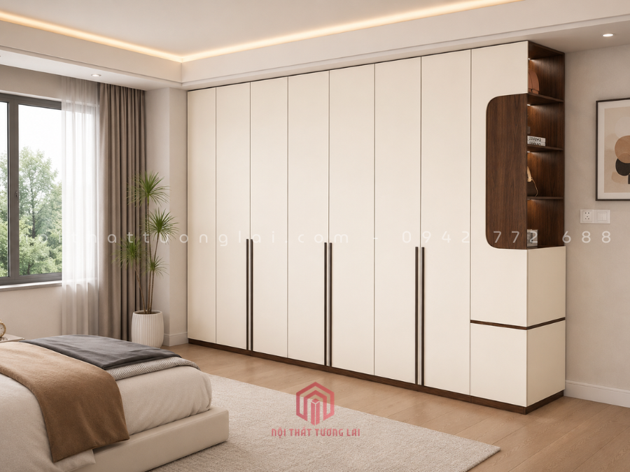 Tủ quần áo gỗ MDF cốt xanh chống ẩm phong cách hiện đại TA6813