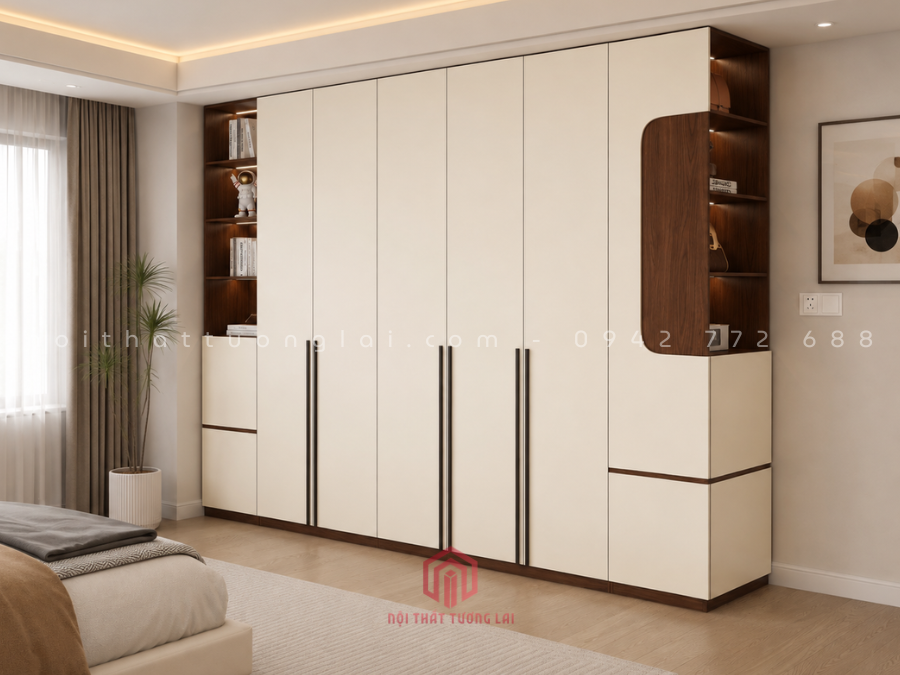 Tủ quần áo gỗ MDF cốt xanh chống ẩm phong cách hiện đại TA6813