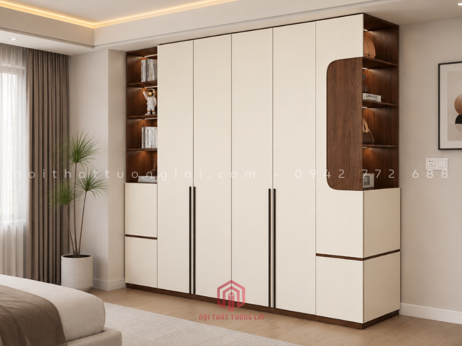 Tủ quần áo gỗ MDF cốt xanh chống ẩm phong cách hiện đại TA6813