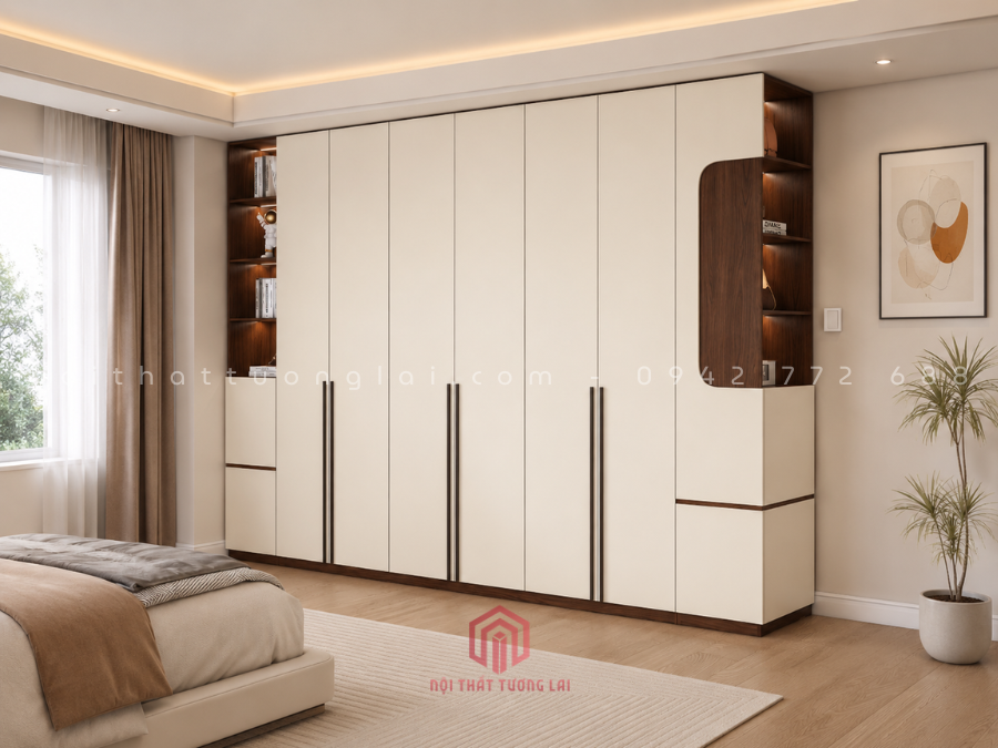 Tủ quần áo gỗ MDF cốt xanh chống ẩm phong cách hiện đại TA6813