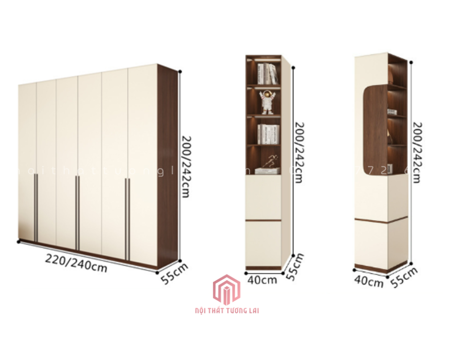 Tủ quần áo gỗ MDF cốt xanh chống ẩm phong cách hiện đại TA6813