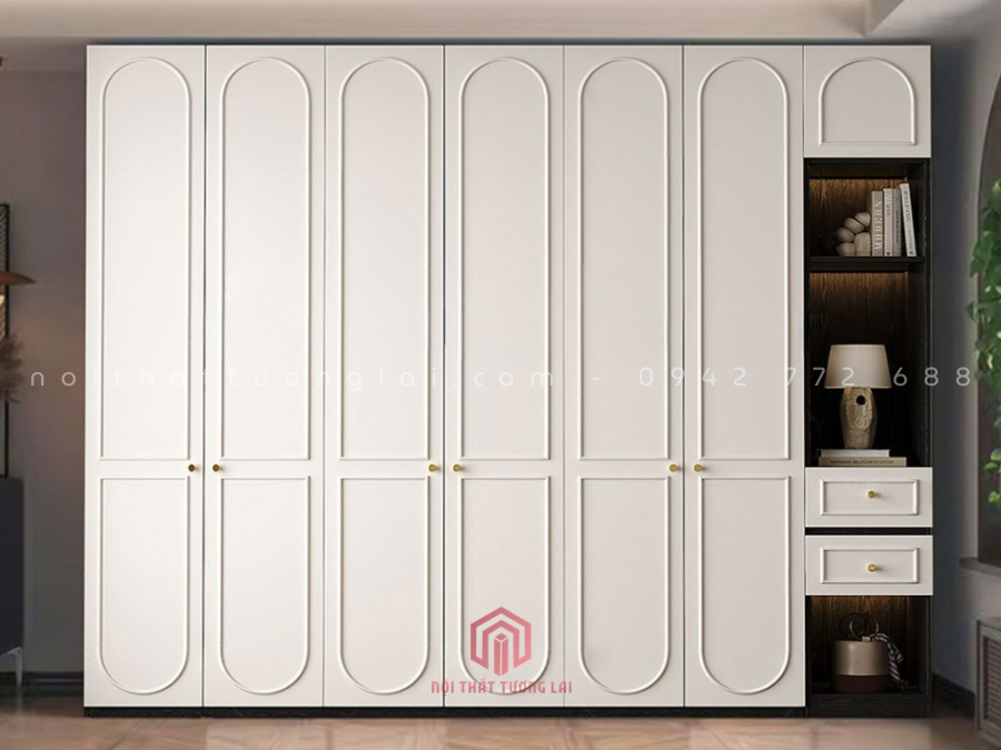 Tủ quần áo gỗ MDF cốt xanh phong cánh tân cổ điển TA6814